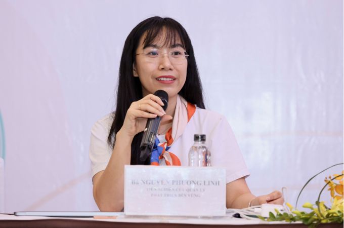 Bà Nguyễn Phương Linh, Viện trưởng Viện MSD tổng kết phiên toàn thể buổi sáng