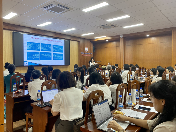 Hội thảo thu hút được sự quan tâm, tham gia của các nữ khoa học gia, doanh nghiệp khởi nghiệp đổi mới sáng tạo và đông đảo nữ trí thức trường Đại học Hàng Hải.