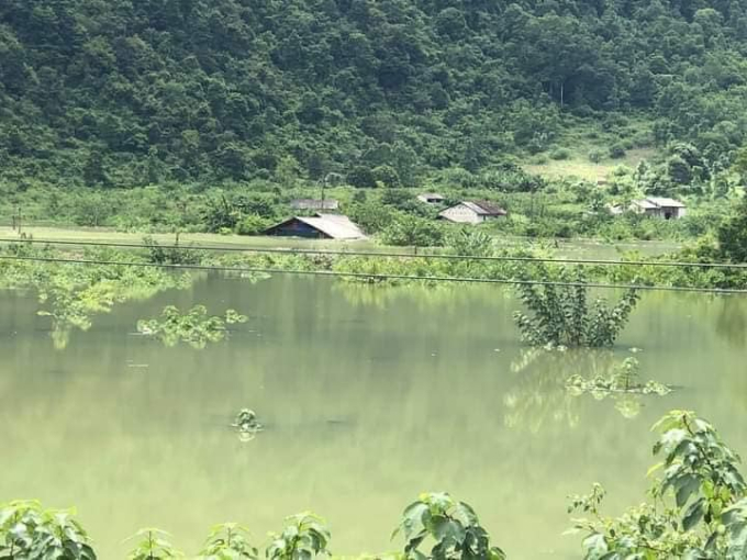 6/8 xóm xã Quang Vinh, huyện Trùng Khánh, tỉnh Cao Bằng bị ngập nặng, nhà cửa, đường xá chìm sâu trong nước lũ, bà con phải chạy lên bìa rừng, dựng lán nghỉ tạm. 