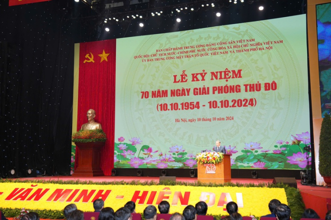 Tổng Bí thư, Chủ tịch nước Tô Lâm nhấn mạnh Thủ đô Hà Nội luôn luôn có vai trò, vị trí đặc biệt quan trọng, gắn liền với những mốc son chói lọi đầy vinh dự, tự hào - Ảnh: VGP/Gia Huy