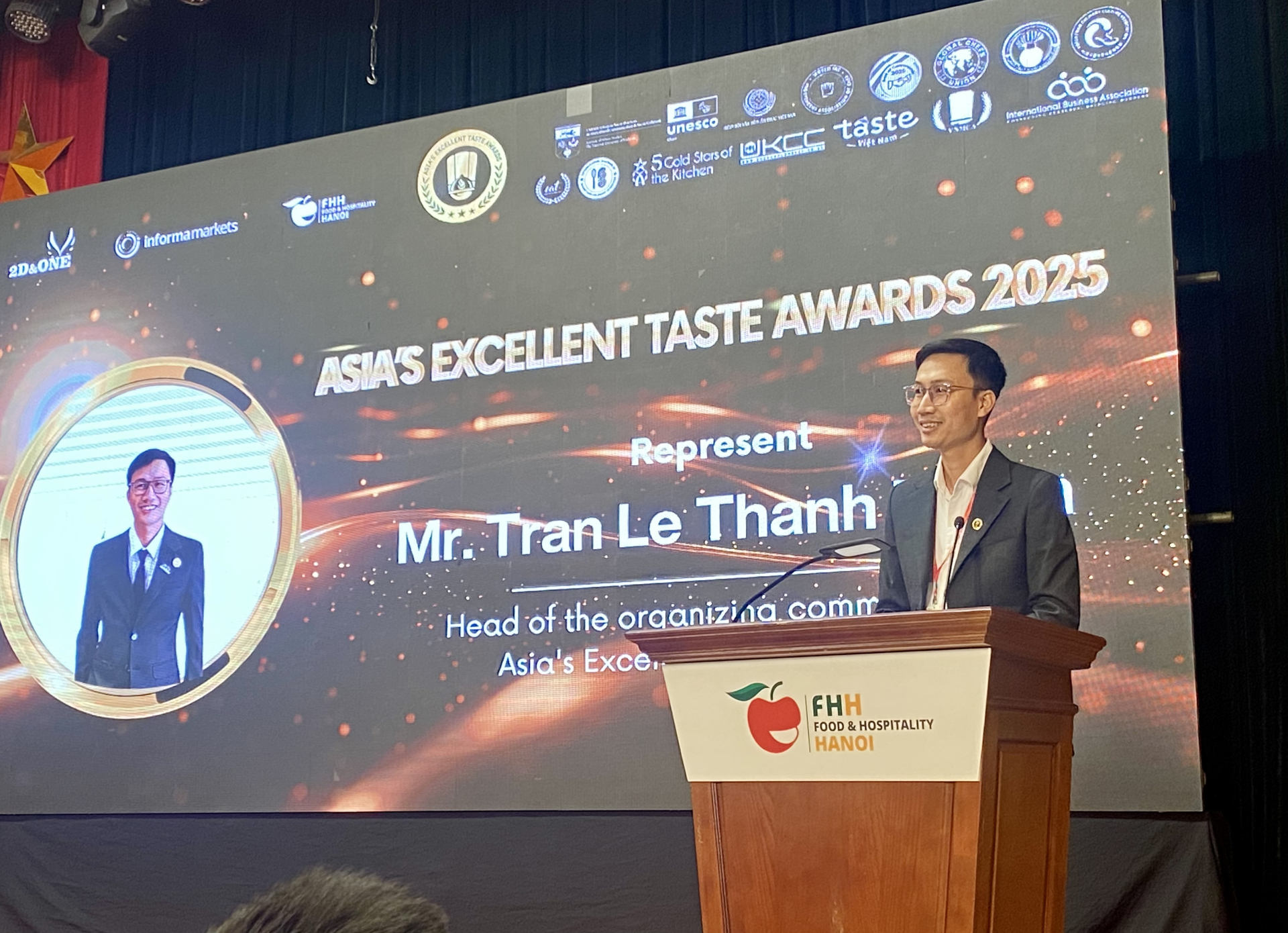 Ông Trần Lê Thanh Thiện, Trưởng Ban tổ chức phát biểu tại Lễ trao giải Asia's Excellent Taste Awards 2025