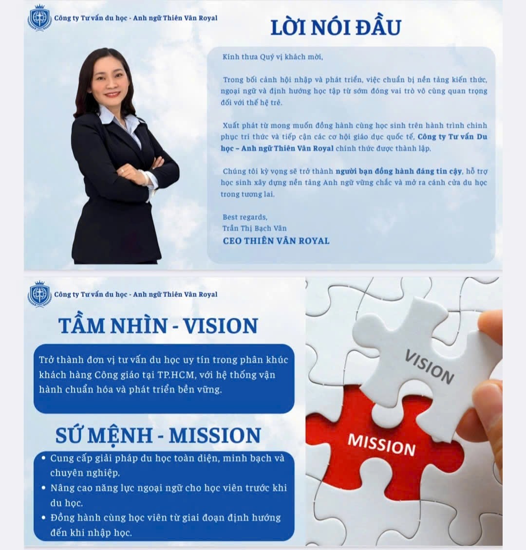 Với tầm nhìn rõ ràng, chiến lược bài bản và tâm huyết giáo dục, cùng cam kết chất lượng, Thiên Vân Royal được kỳ vọng sẽ trở thành người bạn đồng hành tin cậy của nhiều thế hệ học sinh.