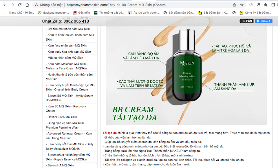 Website https://myphammqskin.com/ sử dụng cụm từ 