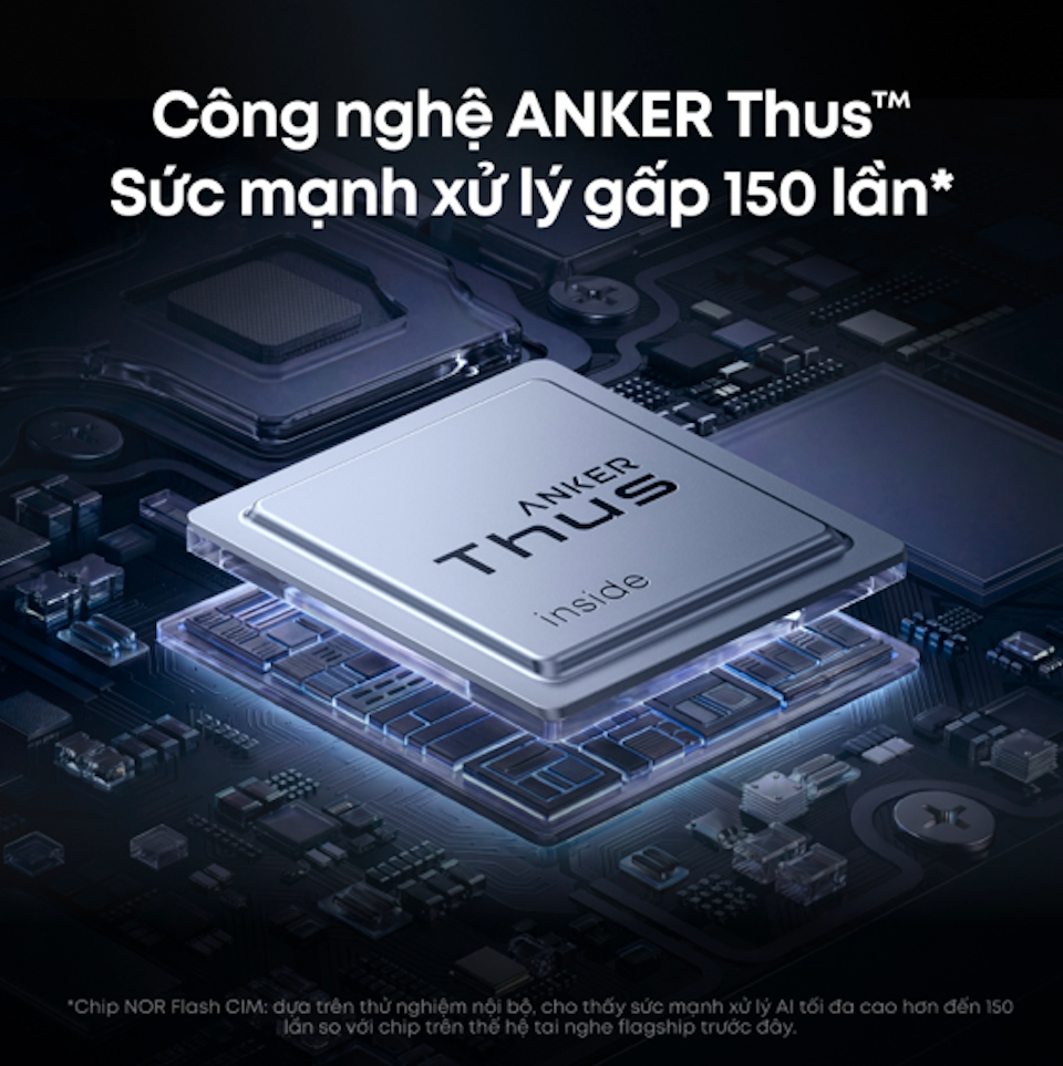 Chip NOR Flash CIM với sức mạnh xử lý AI tối đa cao hơn đến 150 lần so với chip trên thế hệ tai nghe flagship trước đây.