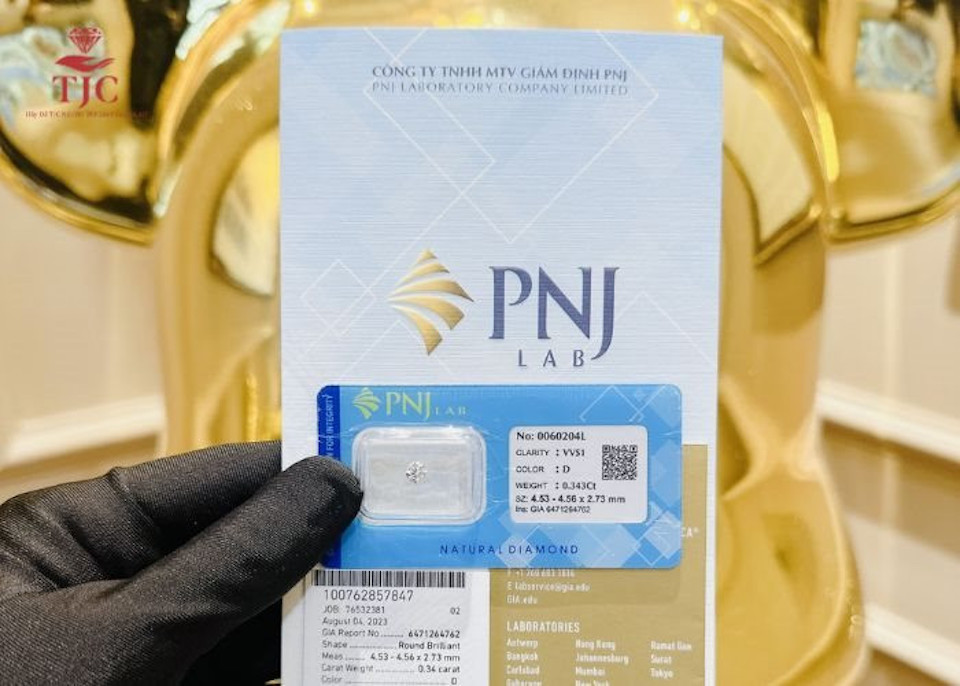 Sản phẩm kim cương do P-Lab kiểm định. Ảnh chụp màn hình