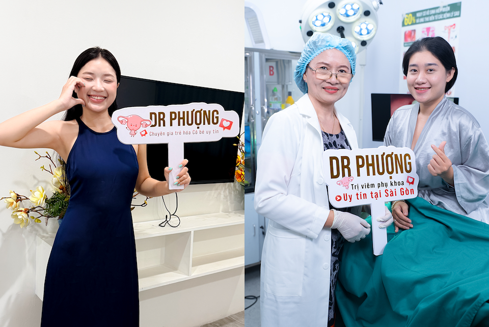 Niềm vui của bác sĩ Trần Thị Kim Phượng cùng khách hàng sau khi hoàn thành liệu trình điều trị dứt điểm tình trạng viêm phụ khoa tái phát nhiều lần.