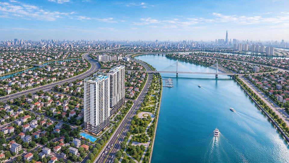 Phối cảnh dự án Serena Riverside tọa lạc cách bờ sông Sài Gòn 200 m, với 100% căn hộ sở hữu tầm nhìn rộng thoáng. Ảnh: CĐT