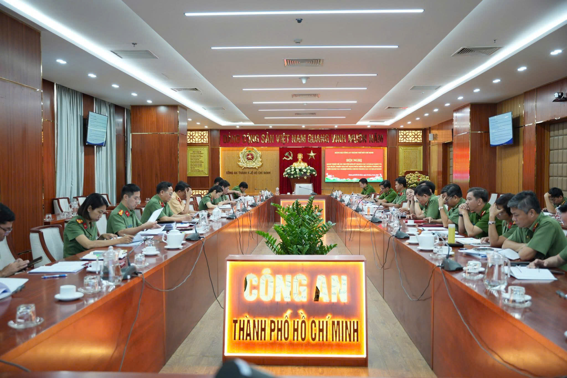 Điểm cầu Công an TP.HCM (Ảnh: CA TP.HCM)