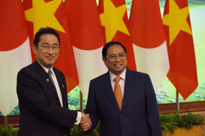 Thủ tướng Phạm Minh Chính và Thủ tướng Kishida Fumio nhất trí cao về các phương hướng và biện pháp cụ thể nhằm đưa quan hệ đối tác chiến lược bước vào giai đoạn phát triển mới. Ảnh: Hữu Hưng