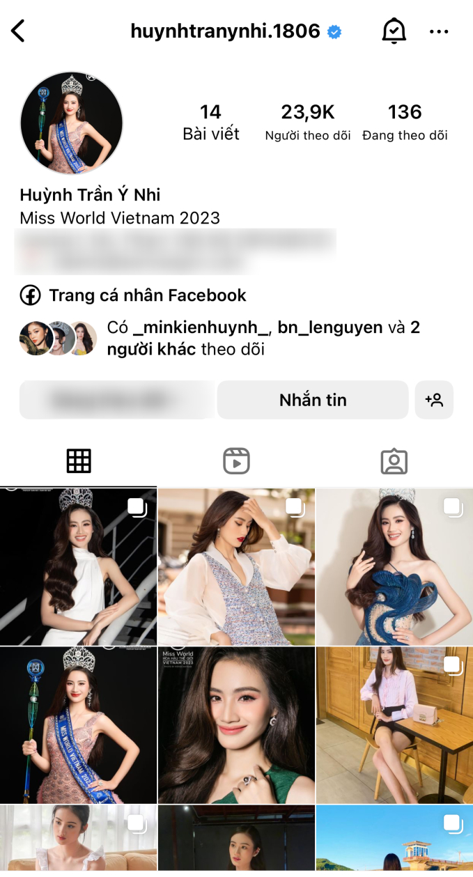 Hoa hậu Ý Nhi đã mở lại Instagram cá nhân sau thời gian dài vắng bóng hoàn toàn trên mạng xã hội 