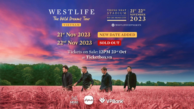 Concert Westlife tại Việt Nam mở thêm đêm diễn ngày 21/11