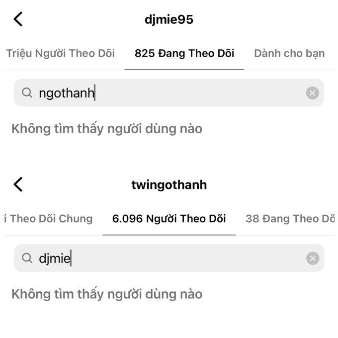 DJ Mie và bạn trai Hồng Thanh đã huỷ theo dõi nhau trên mạng xã hội