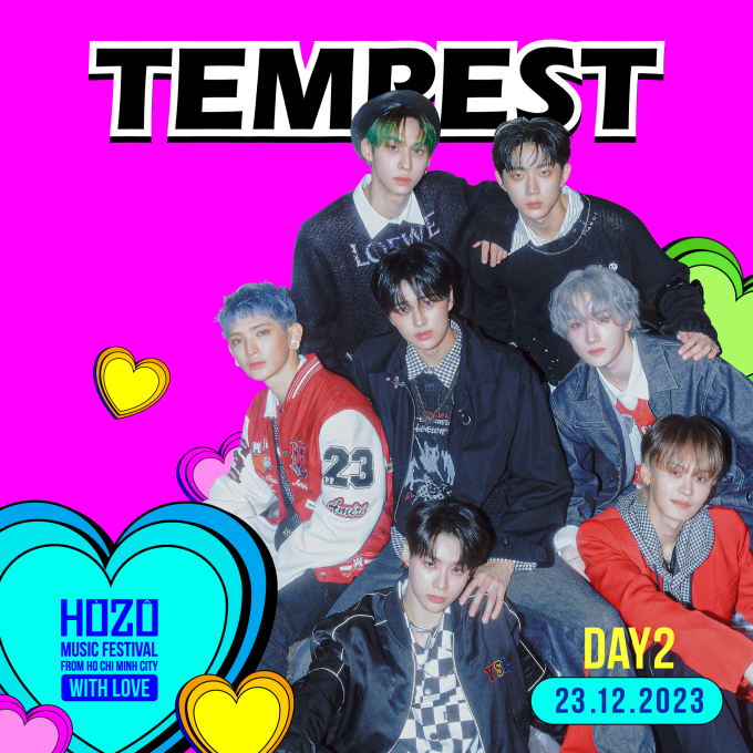 Poster xác nhận TEMPEST trình diễn tại ngày 2 HOZO Music Festival.