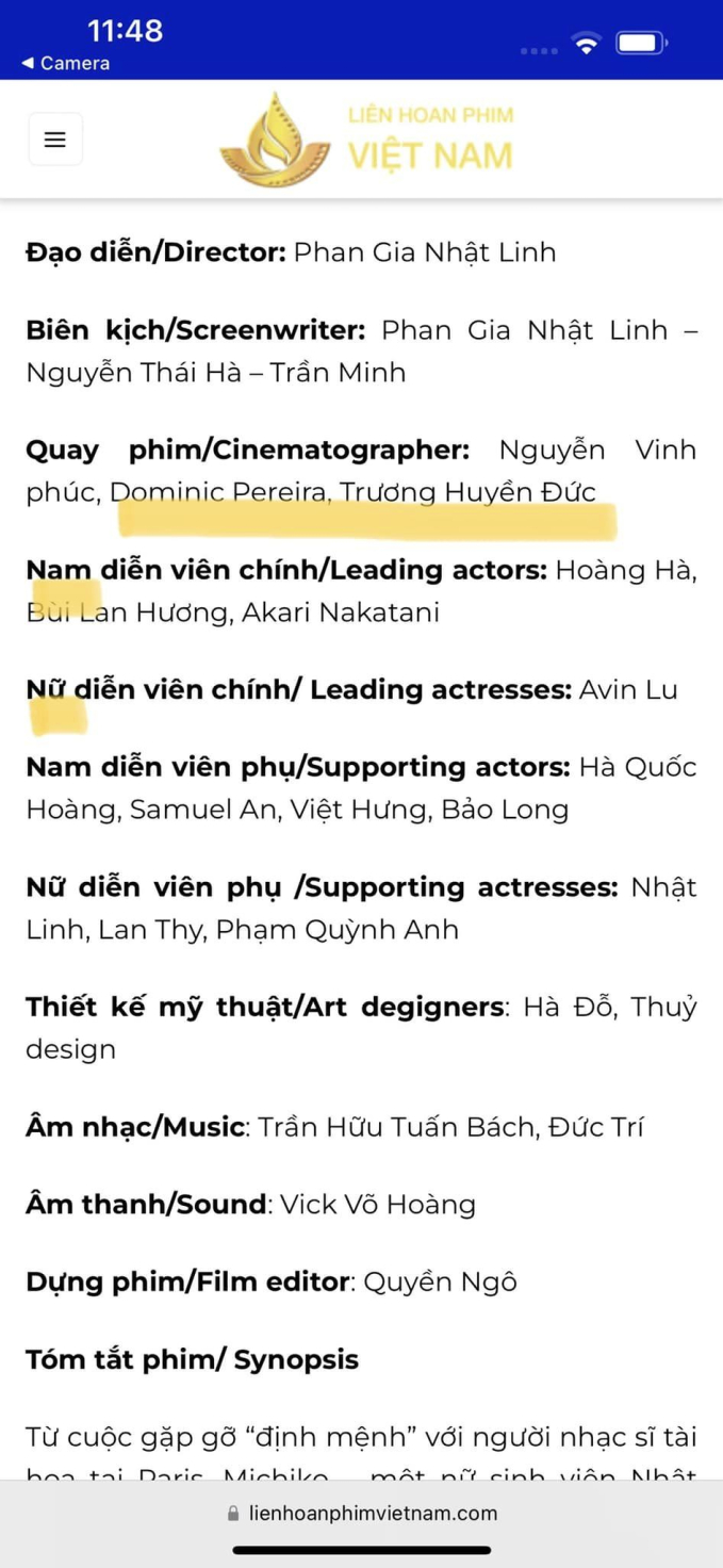 Trên website của LHP Việt Nam 2023 có nhiều thông tin bị nhầm lẫn.