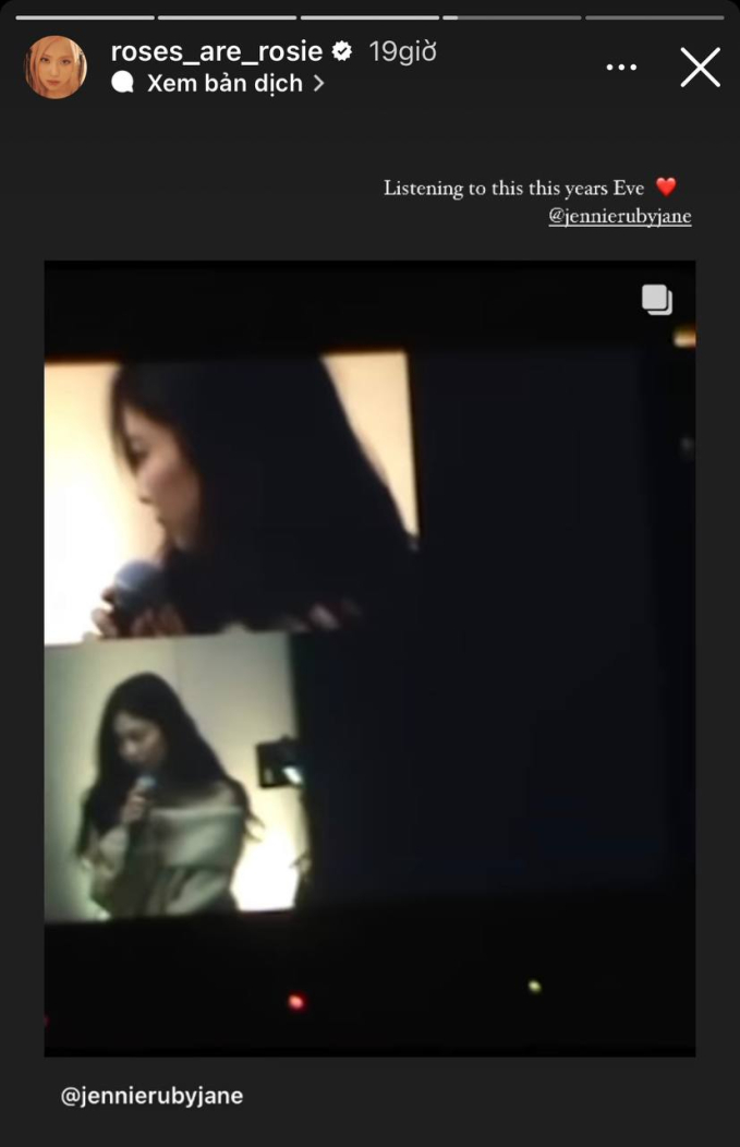 Chia sẻ bài đăng Giáng sinh của Jennie lên story Instagram ủng hộ video cover 
