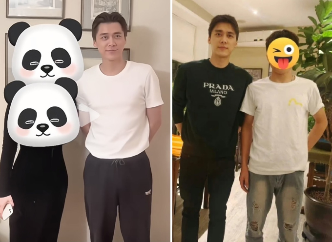 Hình ảnh Lý Dịch Phong chụp cùng fan vào tháng 11 (trái) và tháng 8 (phải)
