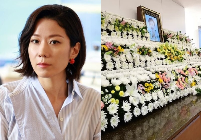 Jeon Hye Jin túc trực trong tang lễ của chồng 
