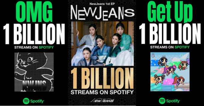 NewJeans tiếp tục nối dài chuỗi liên hoàn kỷ lục với cột mốc toàn bộ album đã phát hành cán mốc 1 tỷ stream Spotify