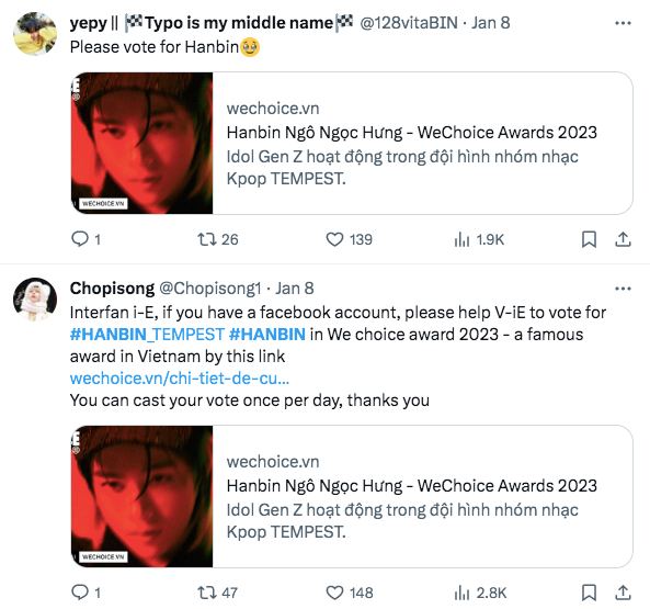 Hanbin (TEMPEST) chứng minh thế nào là sức mạnh fandom Kpop: Dẫn đầu đề cử Rising Artist tại WeChoice, gấp đôi lượng vote của Rhyder!