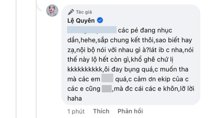 Lệ Quyên liên tục có những bình luận đáp trả cực gắt với antifan