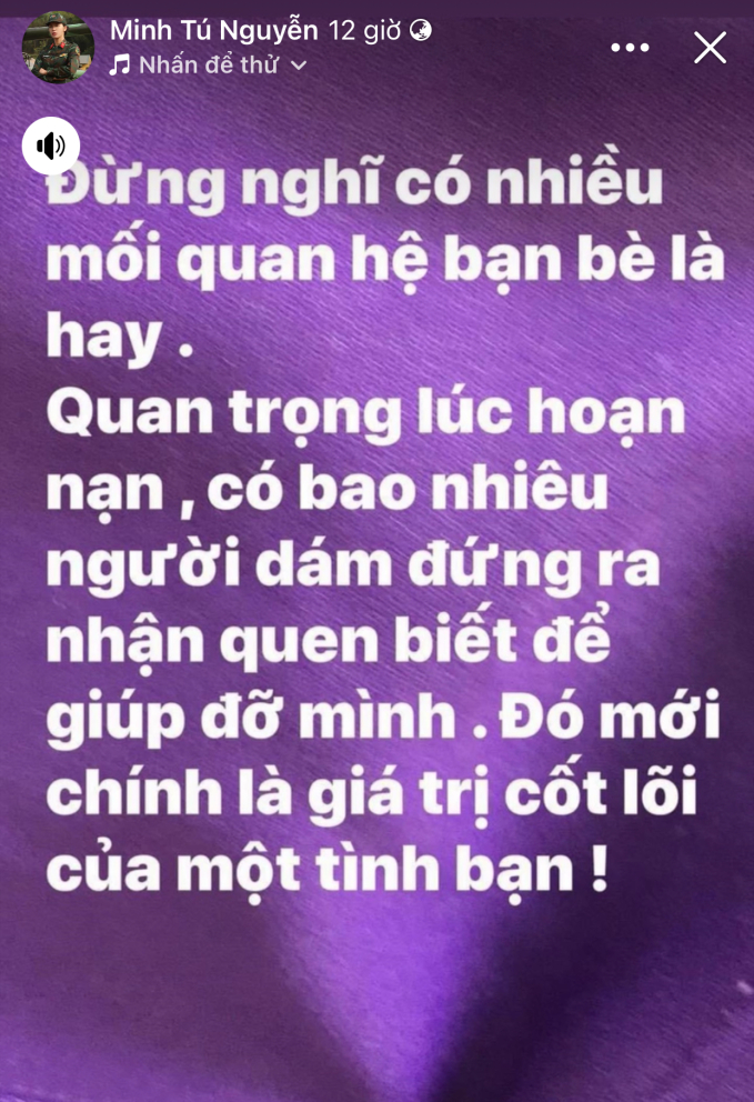 Bài đăng gây tò mò của siêu mẫu Minh Tú