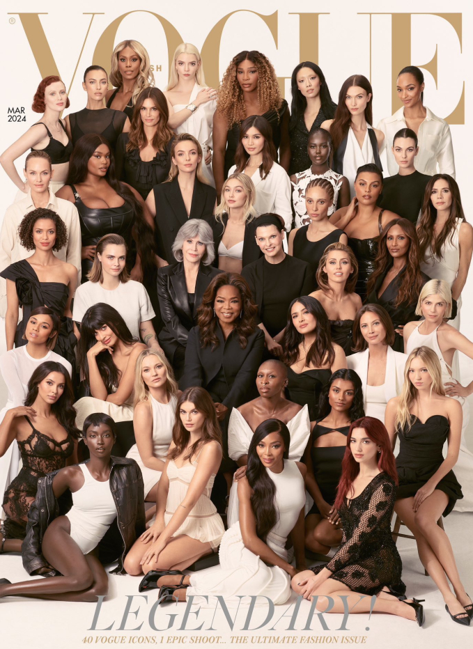 Có đến 40 sao nữ thuộc nhiều thế hệ, hoạt động trong nhiều lĩnh vực cùng xuất hiện trên bìa Vogue Anh số tháng 3 có tựa đề 