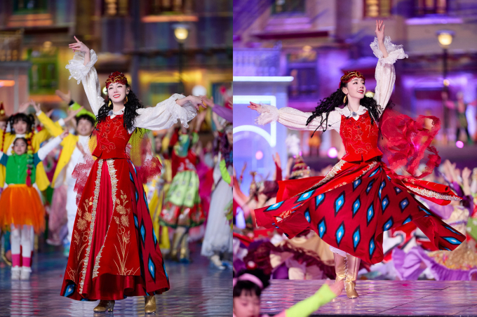 Visual, thần thái cực đỉnh của Địch Lệ Nhiệt Ba trên sân khấu Gala Xuân Vãn. Trên Weibo, rất nhiều cư dân mạng, blogger đình đám đã nhận xét nữ diễn viên đẹp như búp bê