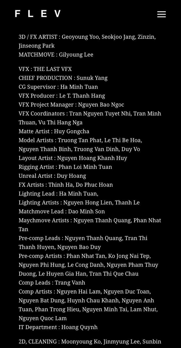 Hàng chục người Việt góp tên trong phần credit thực hiện kỹ xảo trong MV 