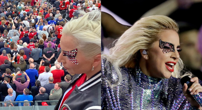 Hóa ra Laday Gaga đã tái hiện kiểu trang điểm của cô khi trình diễn tại Super Bowl năm ngoái