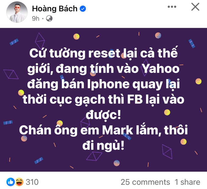 Ca sĩ Hoàng Bách nói lên tiếng lòng của dân tình khi Facebook bị sập
