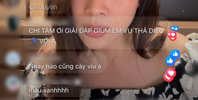 Trong livestream, netizen liên tục nhắc tới vụ việc bức hình thả diều vừa qua trên trang cá nhân của cô