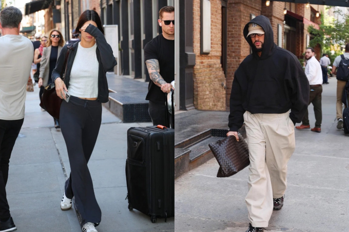 Kendall Jenner và Bad Bunny bị bắt gặp cùng rời khỏi 1 khách sạn ở New York, Mỹ sau after party của Met Gala 2024. Cả hai không có biểu cảm đặc biệt nào, thậm chí, Kendall còn giơ tay lên che đi nét mệt mỏi trên gương mặt khi bước đi trên đường
