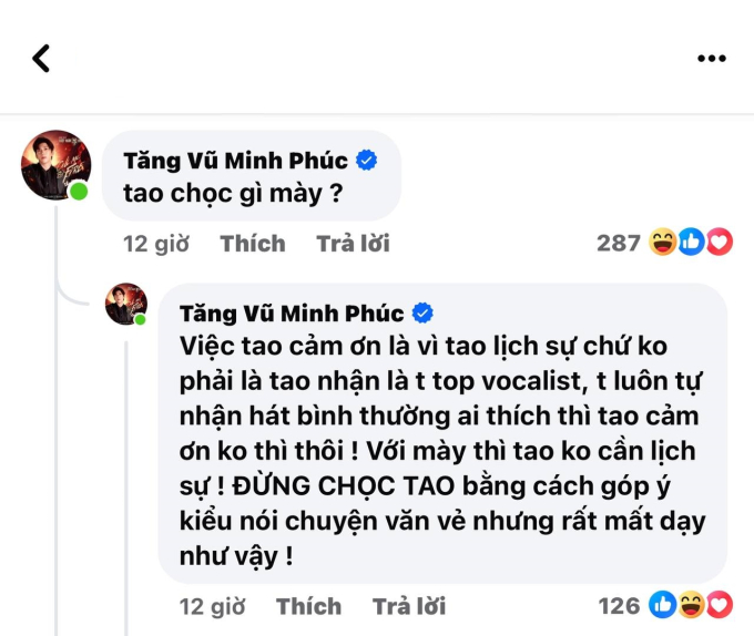 Có thể thấy sự bức xúc rất lớn của Tăng Phúc.