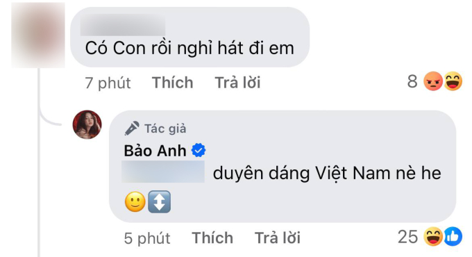 Netizen kém duyên đề nghị nghỉ hát vì có con và đây là cách đáp trả của Bảo Anh