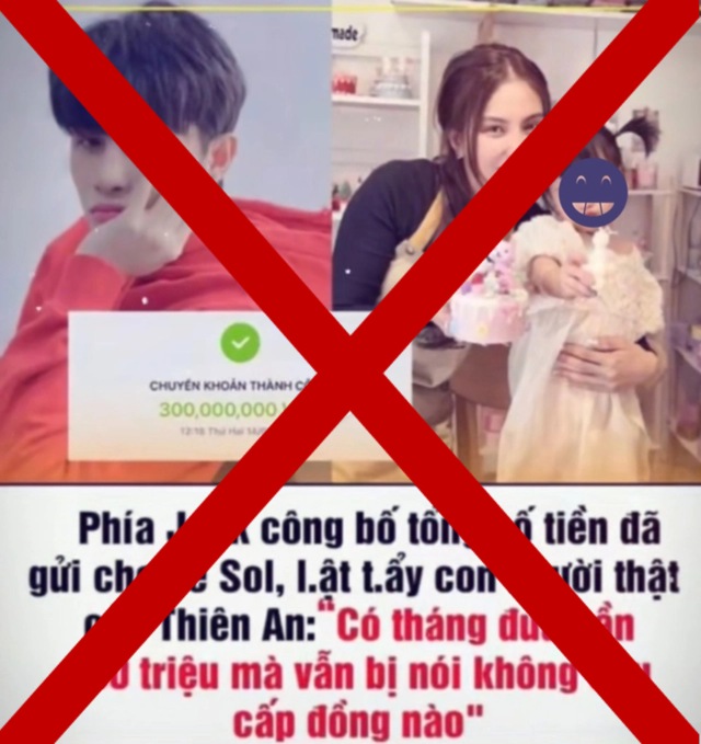 Vừa qua, mạng xã hội xôn xao thông tin được cho là Jack chuyển khoản cho tình cũ Thiên An 300 triệu để chu cấp cho con gái. Tuy nhiên đây thực tế là thông tin giả