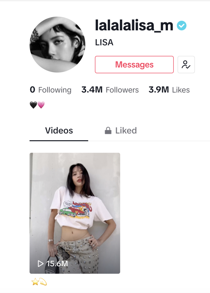  Cho đến hiện tại tài khoản của Lisa đã đạt 3,4 triệu lượt follow và clip đầu tiên cũng thu về hơn 15 triệu lượt xem  