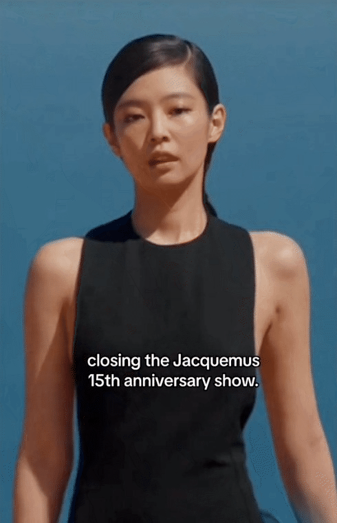 Jennie có màn chào sân ấn tượng với tư cách người mẫu khi trở thành vedette show kỷ niệm 15 năm cho nhà mốt Jacquemus