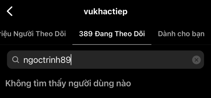 Vũ Khắc Tiệp thẳng tay hủy follow Ngọc Trinh