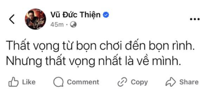 Dòng trạng thái của nam rapper sau khi ẩn đi các bài chia sẻ cũ