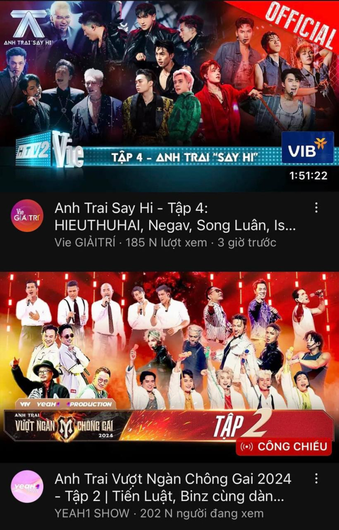  Hai show có số người xem so kè từng phút một