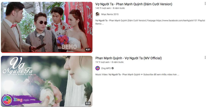 Sau gần 10 năm đăng tải, bản demo mang về hơn 145 triệu views, cao gấp nhiều lần so với bản MV chính thức của Phan Mạnh Quỳnh (19 triệu views)