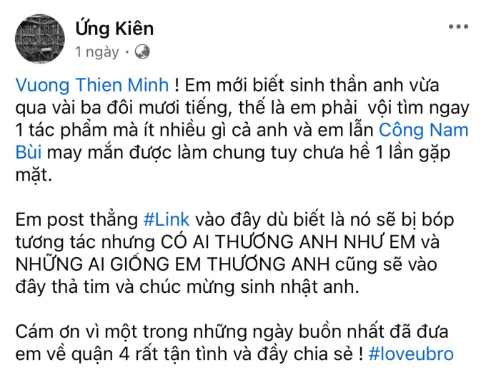 Chia sẻ của Kiên Ứng khiến khán giả hoang mang