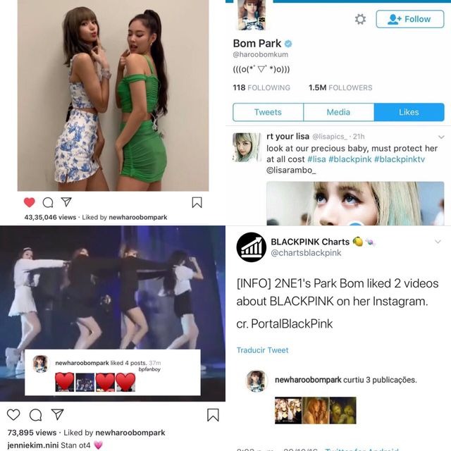 Park Bom nhấn like nhiều bài viết về BLACKPINK trên mạng xã hội 