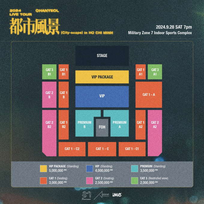 Seat map và giá vé show Chanyeol