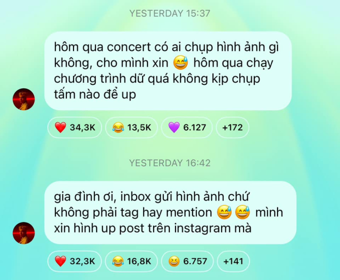 HIEUTHUHAI xin hình fan chụp mình tại concert