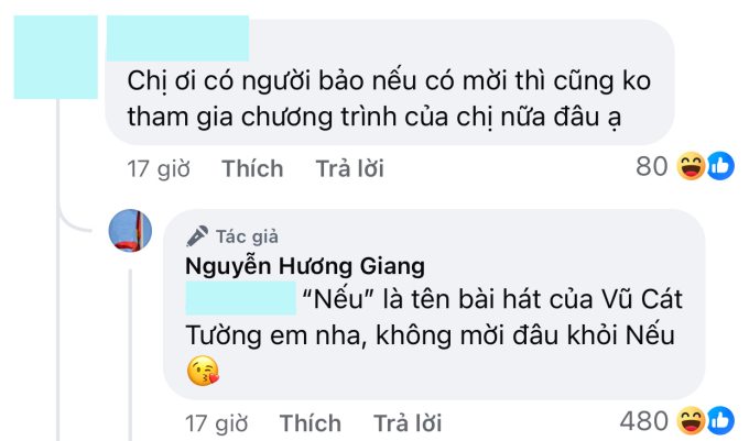 Hương Giang đáp trả ẩn ý về chuyện mời ai đó tham gia show lần sau