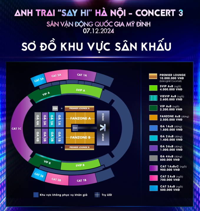   Sơ đồ và giá vé concert Anh Trai Say Hi tại Hà Nội   