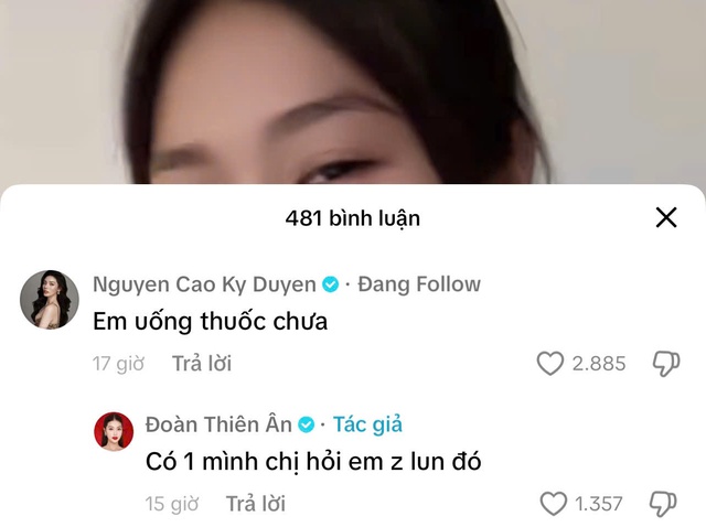 Thế nhưng trước khi Thiên Ân lộ ảnh vài ngày, cả hai vẫn tương tác, hỏi han và quan tâm nhau 