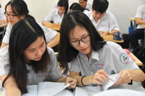  Học sinh Trường THPT Lương Thế Vinh (TP HCM) chuẩn bị cho kỳ thi THPT quốc gia 2019.