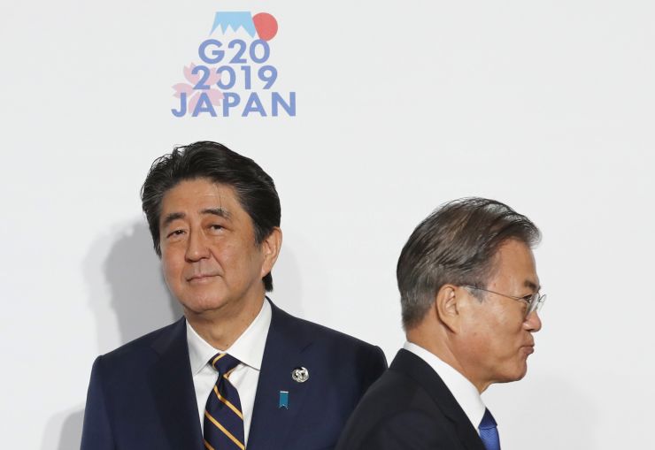 Hai nhà lãnh đạo Nhật Bản-Hàn Quốc tại hội nghị G20.